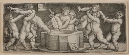 Heinrich Aldegrever (German, 1502-c. 1561) Eight Nude Children at a Well